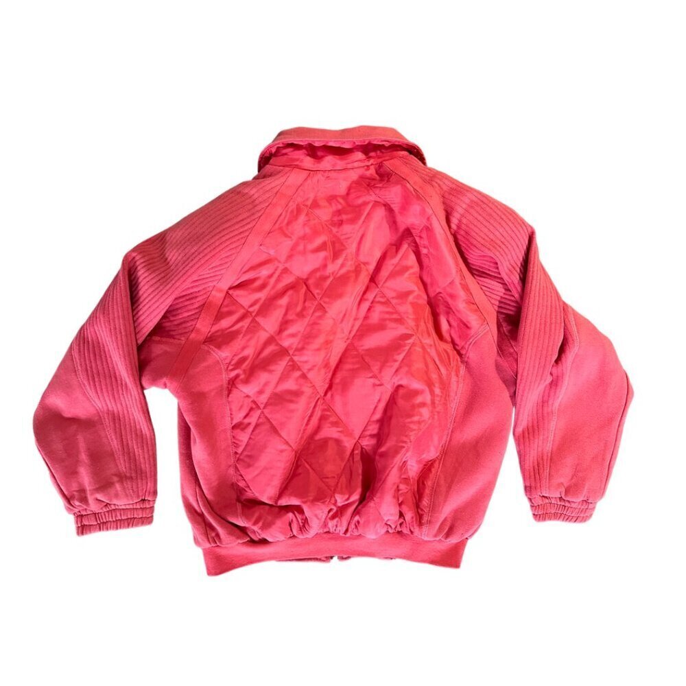 FUDA international pink quilted bomber jacket full zip Size Medium women vintage - Picture 2 of 9
